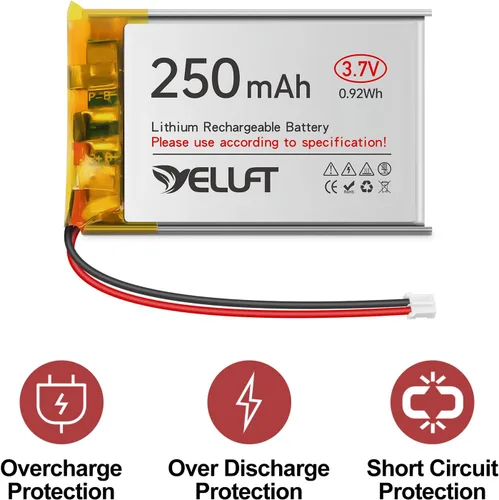 Vista 4 de 4pcs 3.7V 250mAh 502030 batería de polímero de litio 1S LiPo batería recargable con placa de protección, enchufe micro PH2.0 compatible con WisBlock