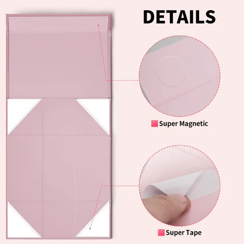 Vista 3 de GIFTHOPE Cajas de regalo rosas de alta calidad para regalos, caja de propuesta plegable para padrinos de boda con tapas, 10.2 x 7.5 x 2.95 pulgadas