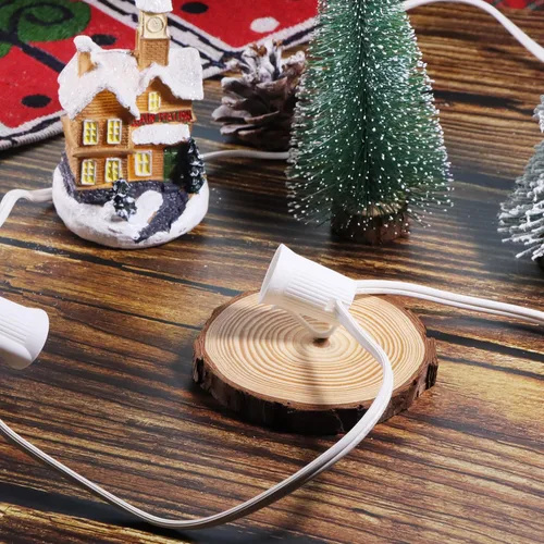 Vista 5 de Cadena de luces de Navidad C9 de 25 pies, enchufes de luz E17 con separación de 12 pulgadas, juego de cadena de luces C9 blanco para decoración