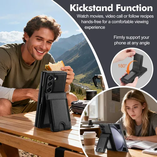 Vista 4 de Vofolen Funda tipo cartera con tarjetero para Samsung Galaxy Z Fold 5