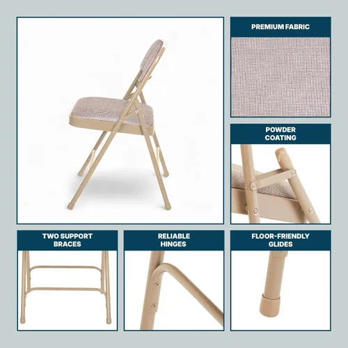 Vista 9 de OEF Furnishings Serie OEF2200 - Sillas plegables de doble bisagra acolchadas de tela de alta calidad para servicio pesado