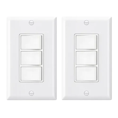 Vista 19 de Baomain Interruptor basculante dúplex de 15 Amp, 120 voltios, Interruptor combinado de CA monofólico
