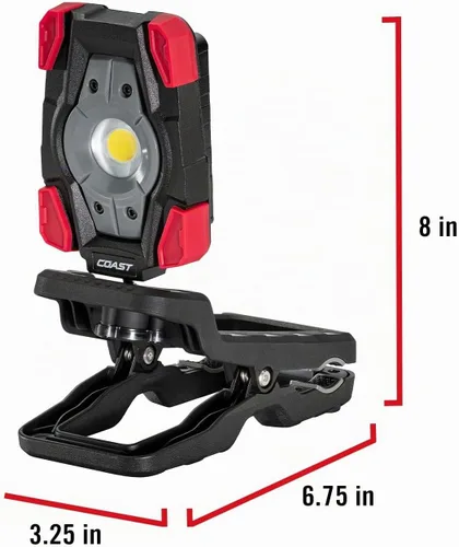 Vista 11 de Coast CL20R 1750 lúmenes recargable de doble potencia giratoria LED abrazadera magnética luz con haz de inundación gran angular, negro/rojo