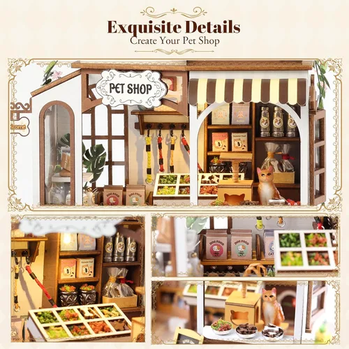 Vista 2 de Kit de Rincón de Libros DIY - Diorama de Sujetalibros con LED - Rompecabezas de Madera 3D Kits de Casa en Miniatura DIY - Decoración de Inserción