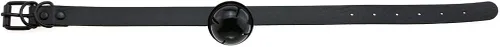 Vista 4 de FM FM42 Gargantilla de piel sintética multicolor en tono negro y plateado de 1.6in con colgante de campana grande, Cuero sintético, No es una piedra