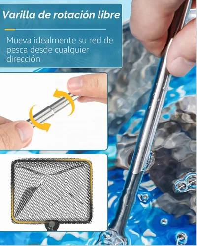 Vista 7 de Red de peces de acuario Pawfly con mango extensible de 9-24 pulgadas de largo para pecera de peces Betta, estanque pequeño de Koi y piscina