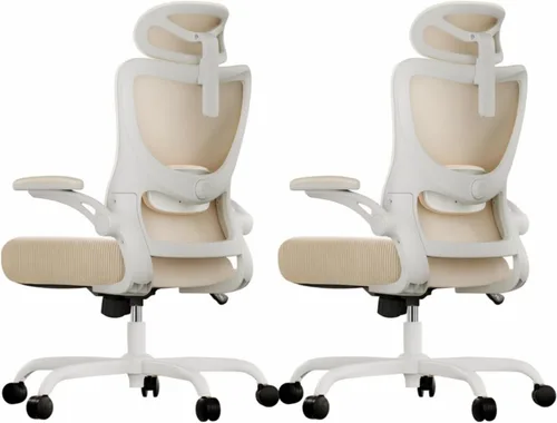 Vista 25 de Marsail - Silla ergonómica de oficina - Silla de escritorio con respaldo alto de malla y soporte lumbar ajustable, silla giratoria con ruedas