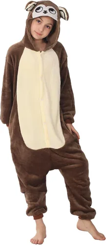 Vista 2 de Disfraz de franela para niños, disfraz de Halloween, Pascua, animales, cosplay para niñas y niños, una pieza