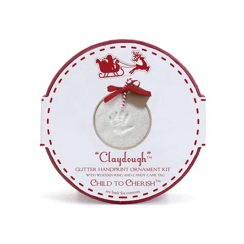 Vista 2 de Child to Cherish Claydough, kit de adorno de primera Navidad con purpurina para bebé con anillo de madera