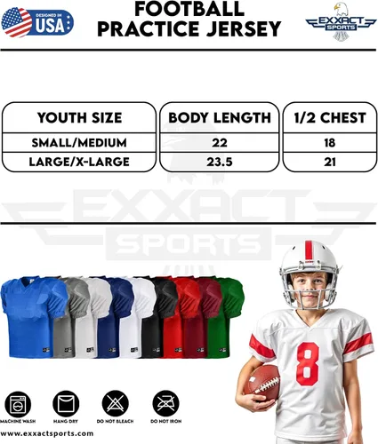 Vista 6 de Exxact Sports Camiseta de práctica de fútbol para niños, estilo profesional, ligera y transpirable, de malla, para niños