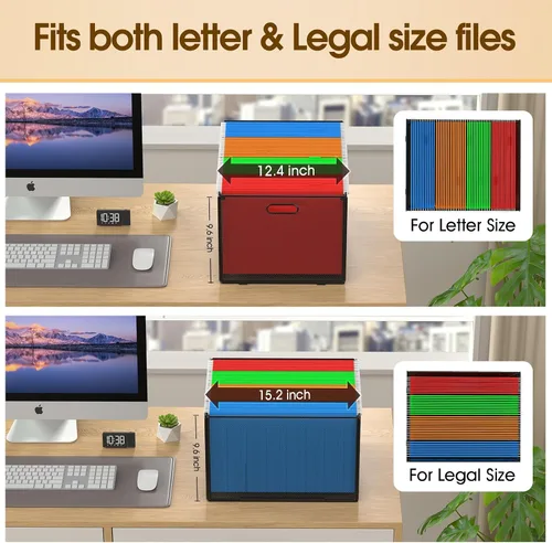 Vista 2 de Caja Organizadora de Archivos Colgante MaxGear, Caja de Almacenamiento de Carpetas de Archivos de Malla Metálica Negra para Tamaño Carta/Oficio
