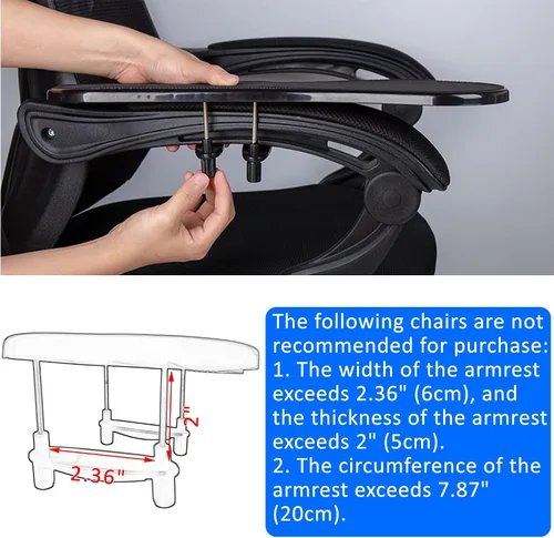 Vista 4 de LL-COEUR Reposamuñecas de apoyo para mesa y silla, extensor de escritorio ergonómico, soporte multifuncional para mouse para computadora (negro)