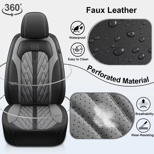 Vista 5 de TTX LIGHTING Juego completo de fundas de asiento para automóvil para Dodge Dart 2013-2016, cojines de asiento de cuero transpirable, impermeables