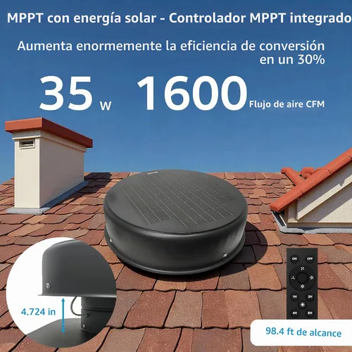 Vista 3 de Ventilador solar del ático, ventilador de escape de techo accionado por