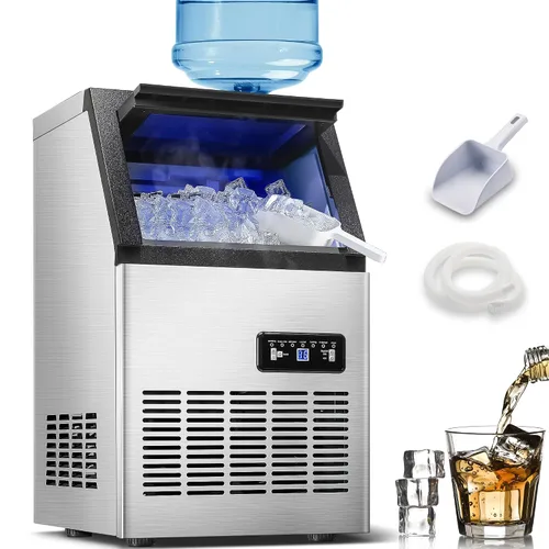 Vista 10 de Máquina comercial de hielo de 90 libras/24 horas, máquina de hielo de acero inoxidable bajo encimera o independiente con almacenamiento de 25