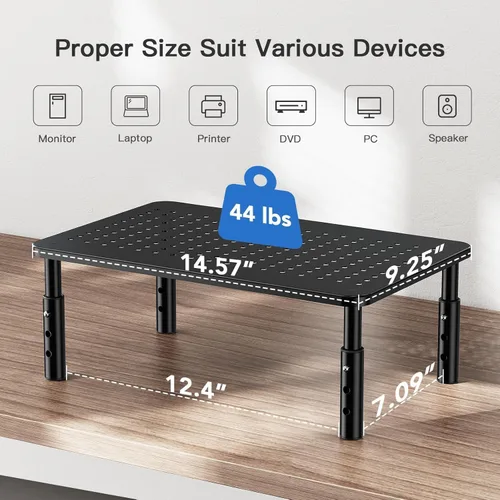 Vista 2 de HUANUO Soporte para monitor de computadora para escritorio, elevador Negro