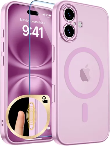 Vista 57 de zapica Funda magnética para iPhone Air, con protector de pantalla de vidrio templado, compatible con MagSafe, translúcida mate, a prueba de golpes