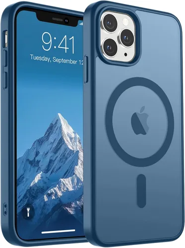Vista 10 de SUPFINE Funda magnética para iPhone 11 Pro Max (compatible con MagSafe) (protección contra caídas de grado militar), delgada, translúcida mate, a