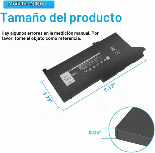 Vista 3 de Reemplazo de batería DJ1J0 de 42 Wh para Dell Latitude 7280 7290 E7280 E7290