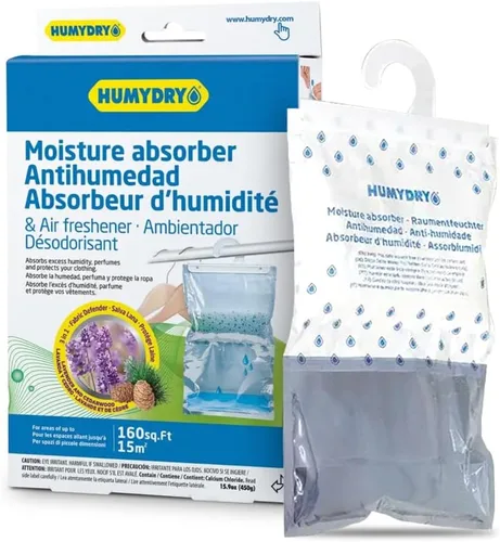 Vista 8 de HUMYDRY Bolsas absorbentes de humedad colgantes, 12 unidades de lavanda y cedro de 15.9 onzas, hasta 200 pies cuadrados, combate la humedad