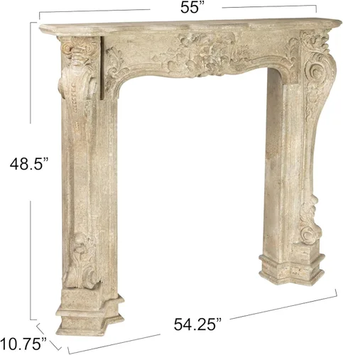 Vista 2 de Creative Co-Op - Mantel decorativo de madera para chimenea, color crema envejecida