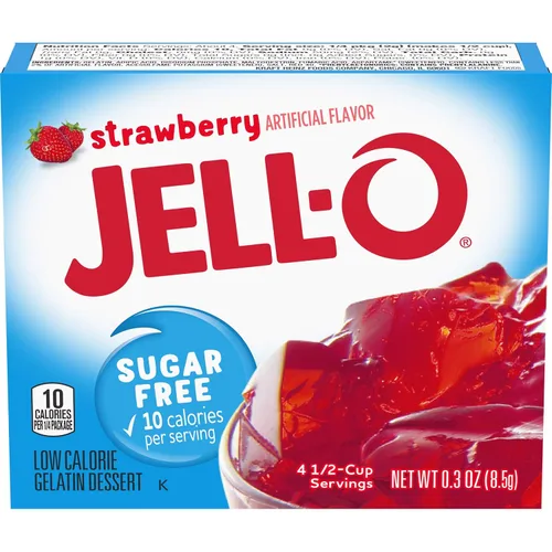 Vista 7 de Jell-O Mezcla de postre de gelatina sin azúcar, sabor fresa y plátano, gelatina de frutas baja en calorías para postres, aperitivos y recetas