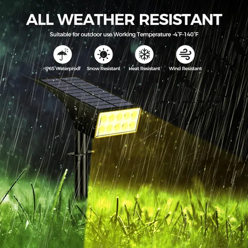 Vista 4 de WENATY Focos solares para exteriores, impermeables, IP65, LED brillantes, iluminación solar de paisaje para patio de jardín exterior, focos