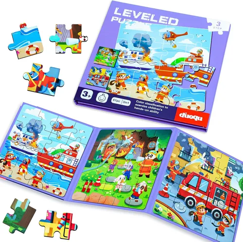 Vista 8 de Rompecabezas magnéticos para niños pequeños de 1 a 3 años, 3 en 1, divertido rompecabezas de granja, rompecabezas de viaje para niños, juguete