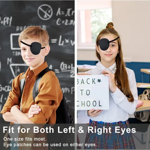 Vista 4 de 2 parches oculares ajustables para tratar la ambliopía u ojo vago, válidos para el ojo derecho o izquierdo, color negro