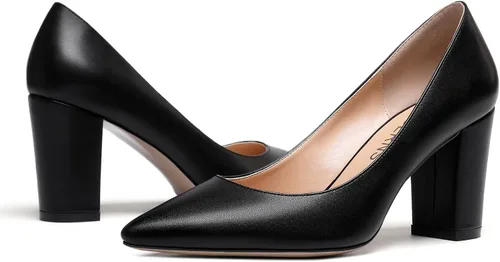 Vista 6 de WAYDERNS Zapatos de tacón alto con puntera puntiaguda mate para mujer, 3.5 pulgadas