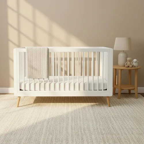 Vista 3 de Tatum 3-en-1 Convertible de madera cuna de bebé - Blanco
