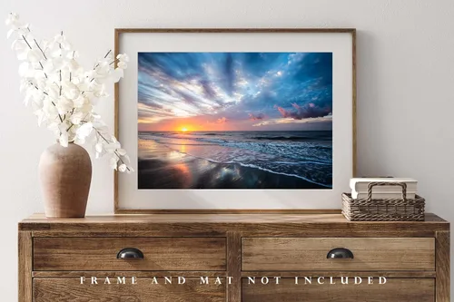 Vista 4 de Impresión fotográfica costera (no enmarcada) Imagen del amanecer escénico sobre la playa en Hilton Head Island Carolina del Sur, arte de pared