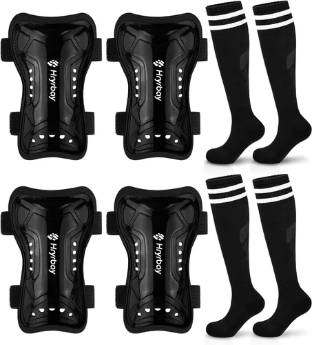 Vista 7 de Hryrbay Kids Soccer Shin Guards and Socks Toddler Soccer Shin Pads Protective Defender Gear for Boys Girls Ages 3-15 Great for Training, Matches