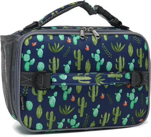 Vista 24 de Flowfly - Lonchera para niños, bolsa escolar aislada duradera con correa de hombro y soporte para botellas, minihielera térmica resistente al agua