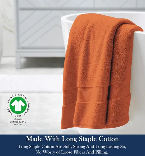 Vista 3 de Toalla de baño de felpa de algodón orgánico de lujo Certificado GOTS y OEKO-TEX Toallas de calidad hotelera premium Tecnología Feather Touch