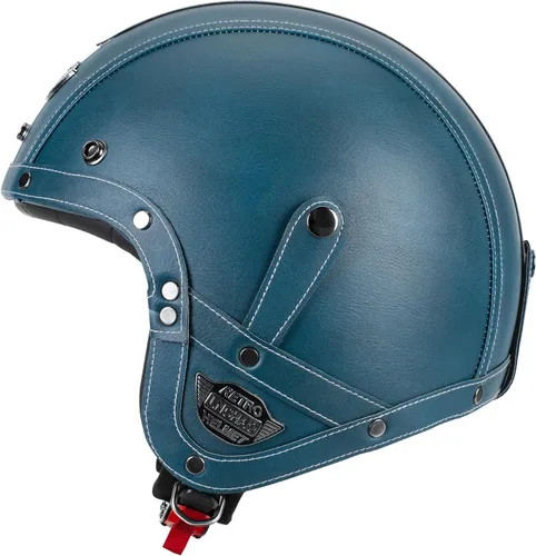Vista 3 de Casco de cuero hecho a mano con cara abierta 3/4, estilo retro, vintage, aprobado por DOT, medio casco para adultos, para hombres y mujeres