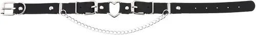 Vista 4 de SJYFAL Gargantilla de cuero con corazón para mujer, collar de cadena punk rock con remache de poliuretano, ajustable, Cuero,