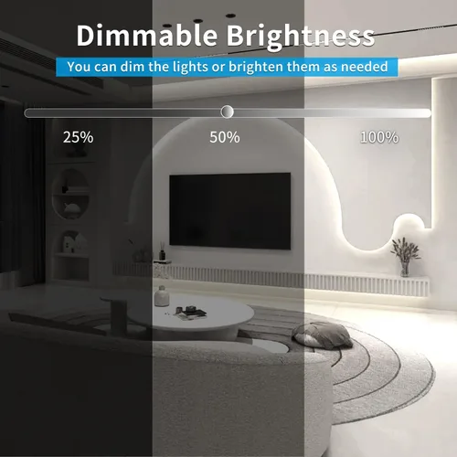 Vista 5 de Tira de luz LED COB de 32.8 pies, color blanco, regulable, CC de 24 V, 6000 K, cinta de luz LED flexible para dormitorio, con control remoto