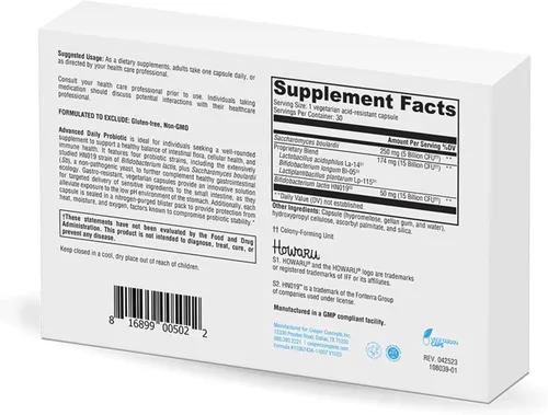 Vista 2 de Cooper Complete Probiótico diario avanzado, 35 mil millones de UFC, proporciona probióticos para apoyar la microflora intestinal. 30 cápsulas.