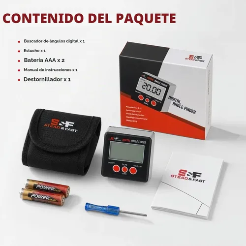 Vista 8 de S&F STEAD & FAST Medidor digital de ángulo inclinómetro transportador magnético cubo ángulo caja de nivel con base magnética y retroiluminación bajo