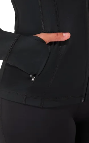 Vista 6 de 90 Degree By Reflex Chaqueta ligera atlética con cremallera completa, ajuste delgado, para correr, con aberturas para los pulgares Negro