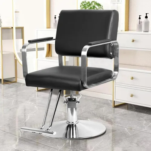 Vista 8 de Silla de salón de mano para estilistas, silla de peluquería hidráulica de alta resistencia con altura ajustable, giro de 360° y respaldo ergonómico