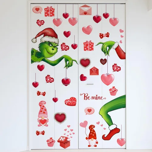 Vista 4 de Denylo pro Calcomanías para puerta del día de San Valentín, decoración de corazón de San Valentín, se aferra a la puerta, extraíble, romántico