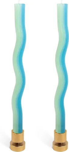 Vista 12 de Wiggle Candles - Velas cónicas de diseño bailarín, colores brillantes, 7/8 pulgadas de diámetro x 11 pulgadas de largo, diseñadas por Lex Pott, Verde