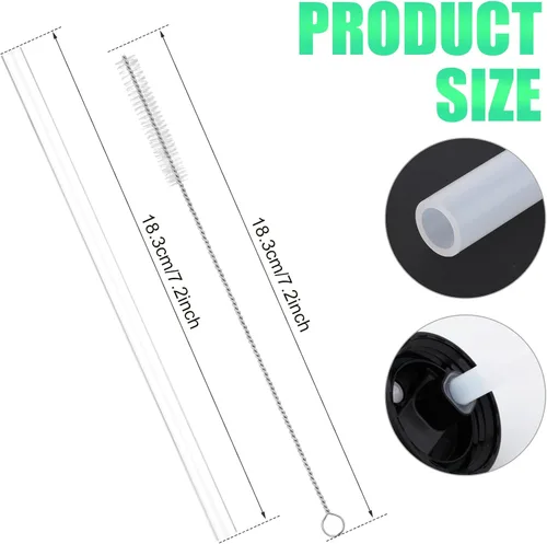 Vista 2 de 6 popotes de repuesto para Eddy + botella de agua, con un cepillo de limpieza, popotes reutilizables, rectos, solo compatibles con accesorios Eddy