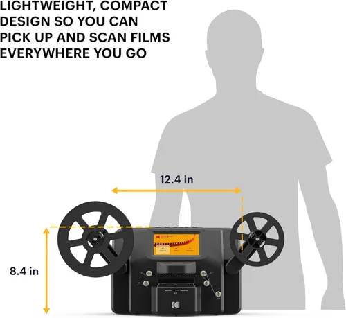 Vista 4 de KODAK REELS - Convertidor digitalizador de películas de 8mm y Super 8 con pantalla grande de 5", escáner convierte película fotograma por fotograma