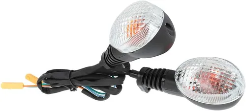 Vista 9 de Estink 2 luces intermitentes para motocicleta, intermitentes secuenciales LED ámbar que fluyen, ajuste universal para KLX250 EX250 2008-2012, Negro