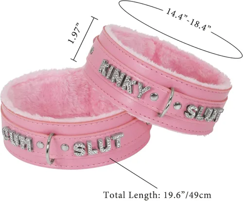 Vista 5 de paloli Pink Choker Necklace for Women Leather Collar Fluffy Punk Leash Neck Choker Gothic Cosplay Sexy Jewelries