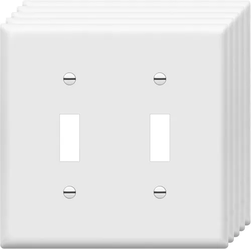 Vista 15 de ENERLITES Placa de Interruptor de Pared Doble, Placa de Interruptor de Palanca, 2-Gang Tamaño Mediano 4.88" x 4.92", Policarbonato Termoplástico