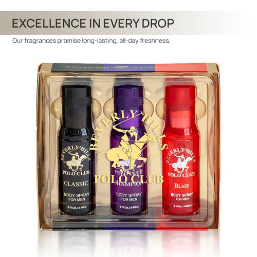 Vista 2 de Beverly Hills Polo Club Colección de spray corporal de 3 piezas: Champion, Classic, Blaze (9 fl oz, diferentes fragancias)
